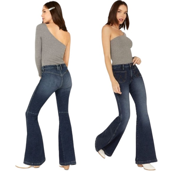 Wrangler Retro Jeans Victoria High Rise Flare Denim Jeans 112321422 NWT 31 X 34 - Picture 2 of 13